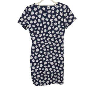 Old Navy Daisy Floral Mini Dress Small Navy Blue Short Sleeve Stretch